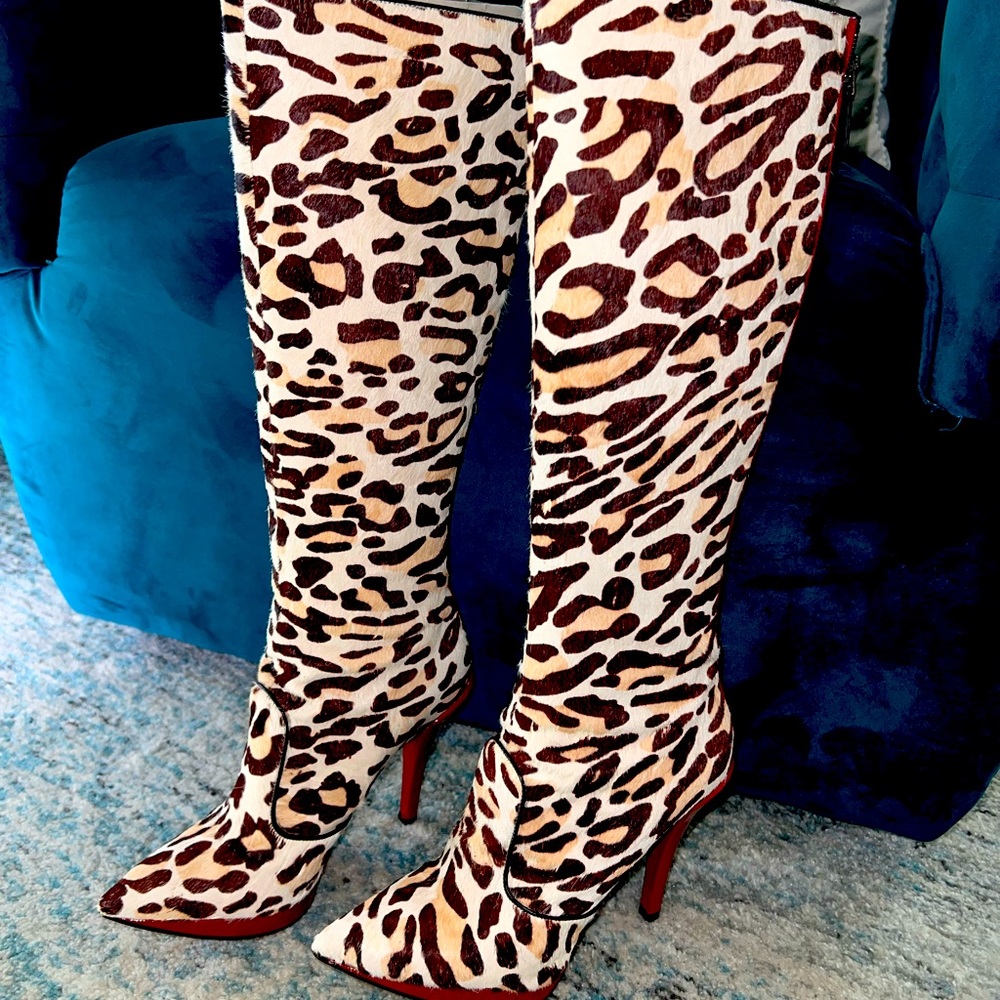Kennth Cole Leopard  Print knee high Boot